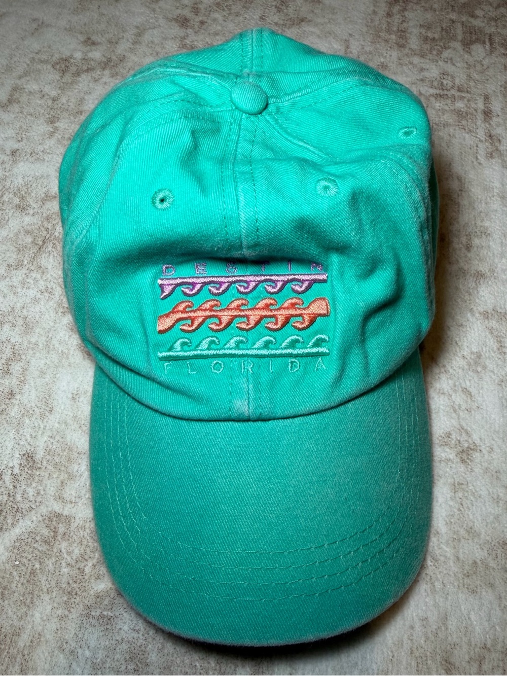 Women’s Florida Teal Green Cotton Dad Hat Embroidered Wave